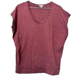 Gap Heather Scoop Neck Cap Sleeve Banded Hem Cotton Blend Tee Maroon XS